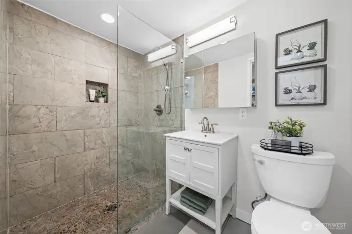 Bathroom 2 - Updated 3/4 Bath with Curbless Shower