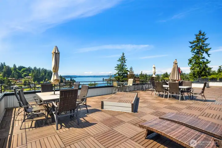 Head upstairs for stunning views on the rooftop deck.