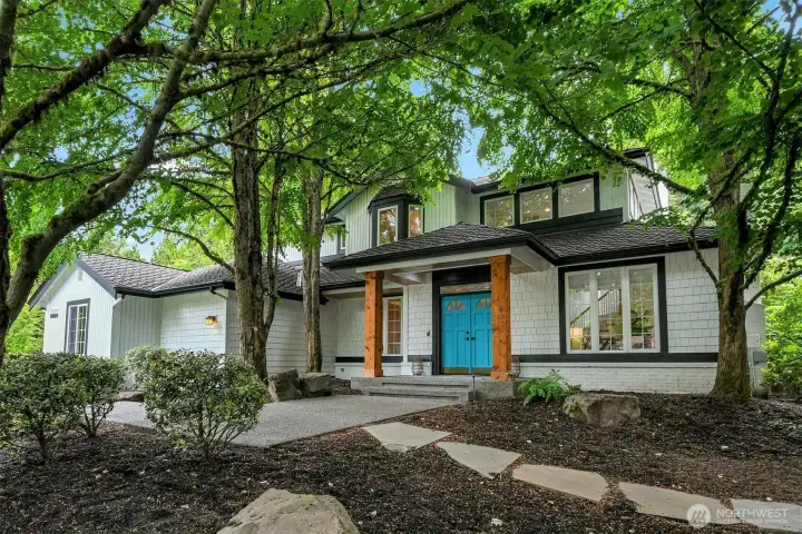Set above the street for a stately presence.