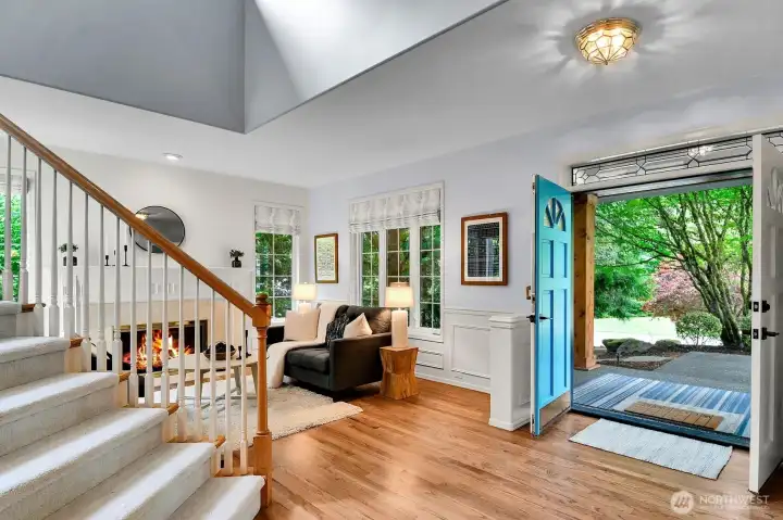 Entering into the welcoming 2 story foyer.