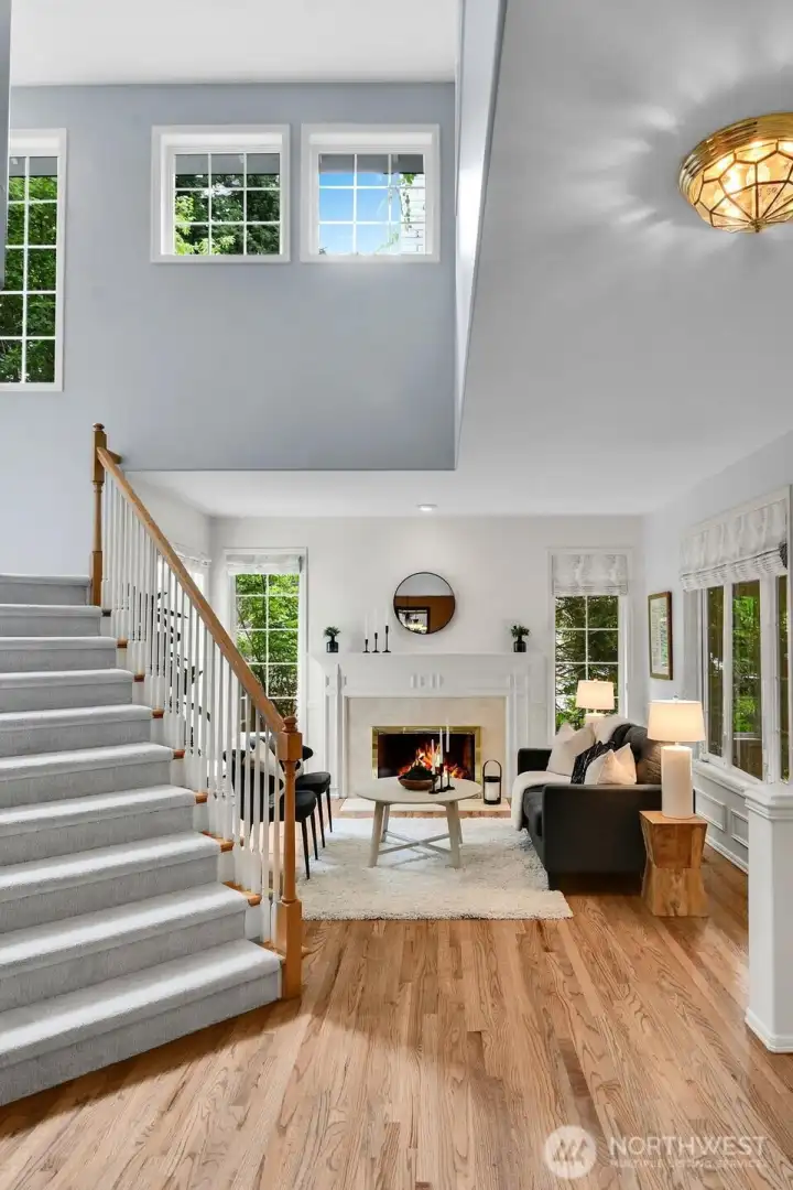 Sweeping staircase.