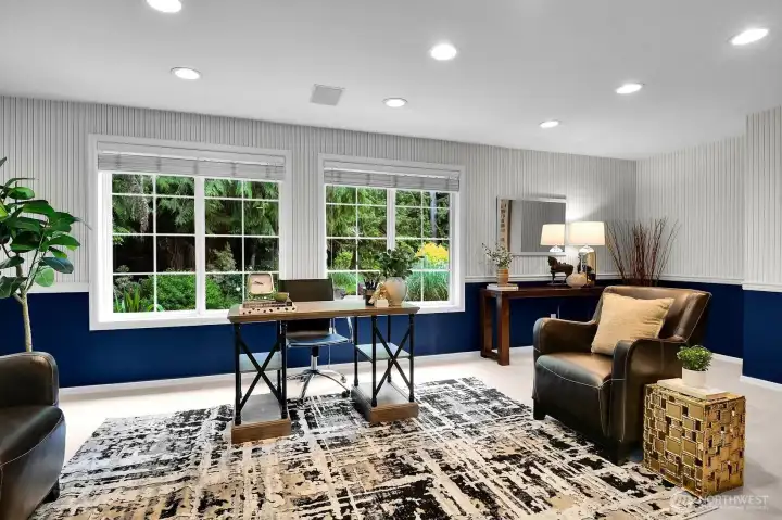 The main floor office is adjacent to the large bonus room. Double workspaces?