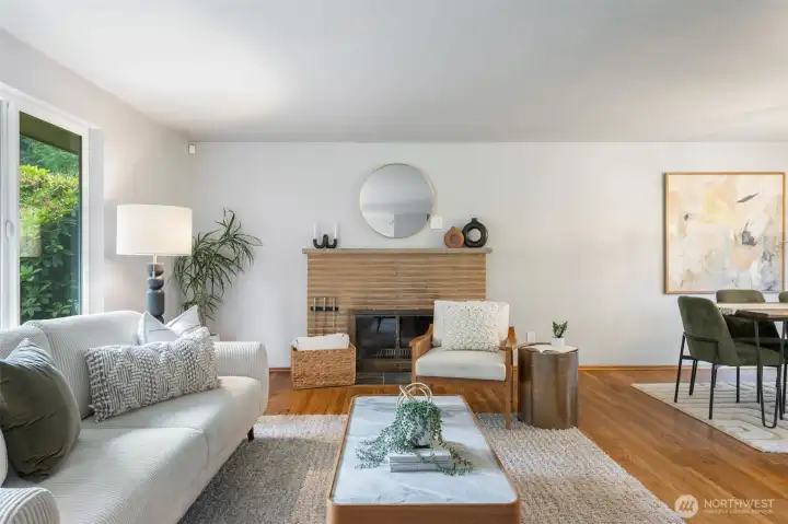 Wood burning fireplace