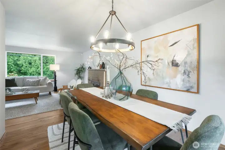 View of living room from dining room.