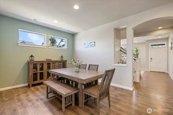 Another pic of the Formal dining room with smartly place windows and LVP flooring!