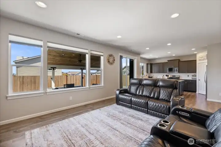 Another family room view looking out to the backyard.
