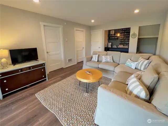 Living room can be closed off and utilized as a 5th bedroom.  Also, note, all wall heaters are new.