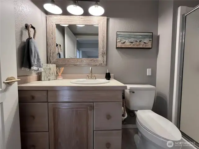 Lower level 3/4 bath (with heat lamp).