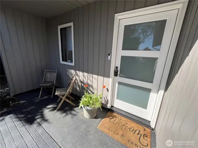 Main level entrance. Notice the brand new exterior door.