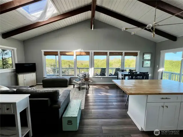 2nd Level main living with 180 degree views of the beach bluff.
