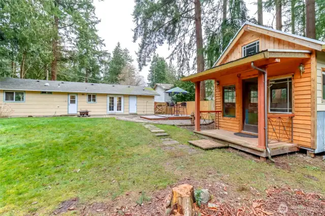 Yard with custom shed