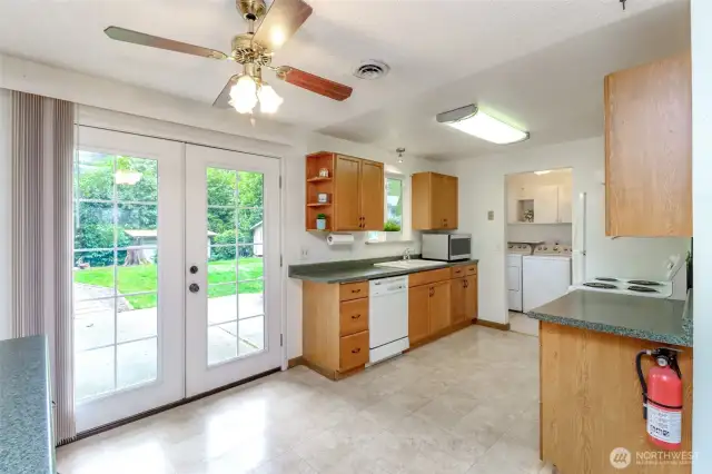 Kitchen with door to patio