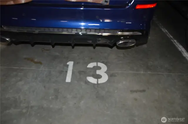 Garage parking, designated space number 13