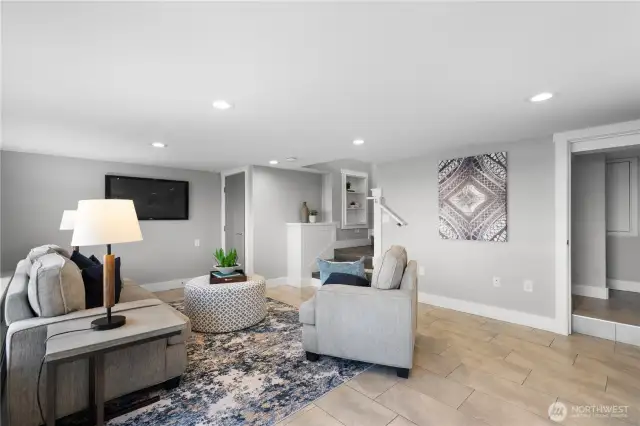 Host your next movie or game night in the rec room.