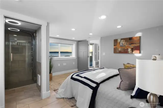 2nd primary bedroom with water view on the lower level.