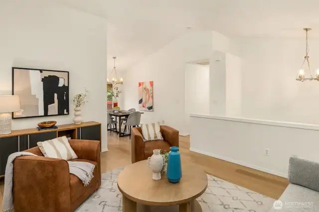 Open to dining room & kitchen