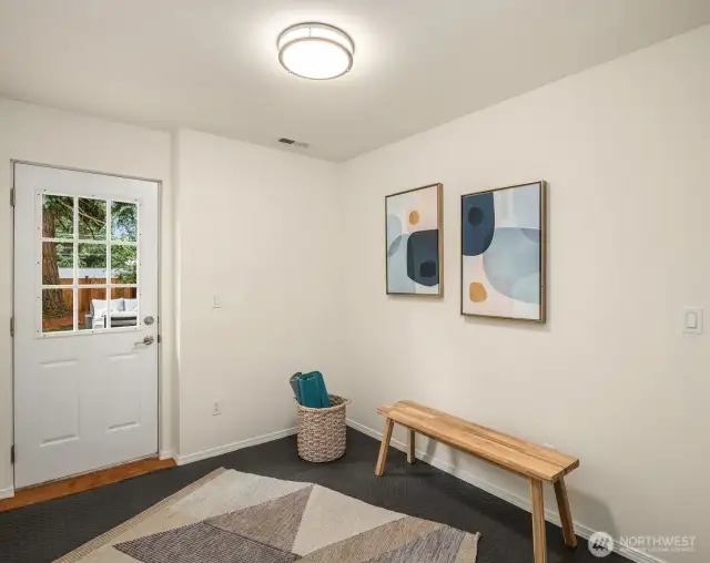 Flex space  - perfect for exercise equipment. Huge storage space on other side.