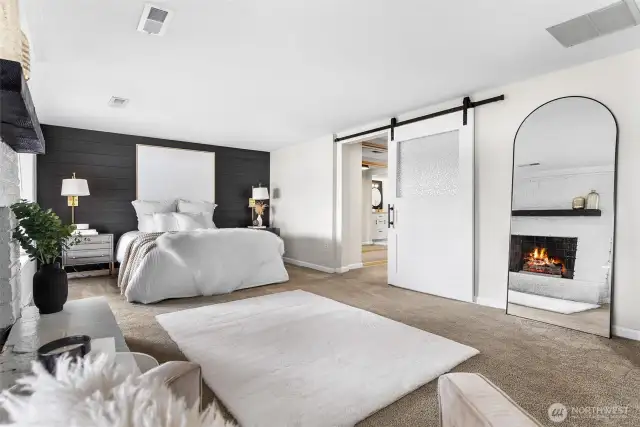 Primary bed with fireplace