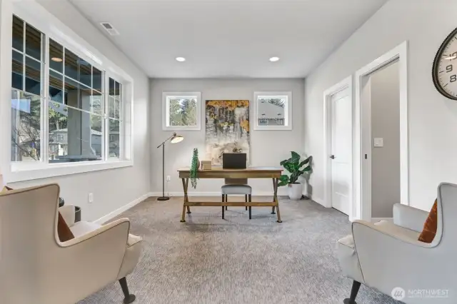 Main floor office can double as a bedroom with large closet. Pictures depict a previously built home similar to the home going to be built on this lot. Floor plans, Elevations, colors, upgrades & materials may be different.