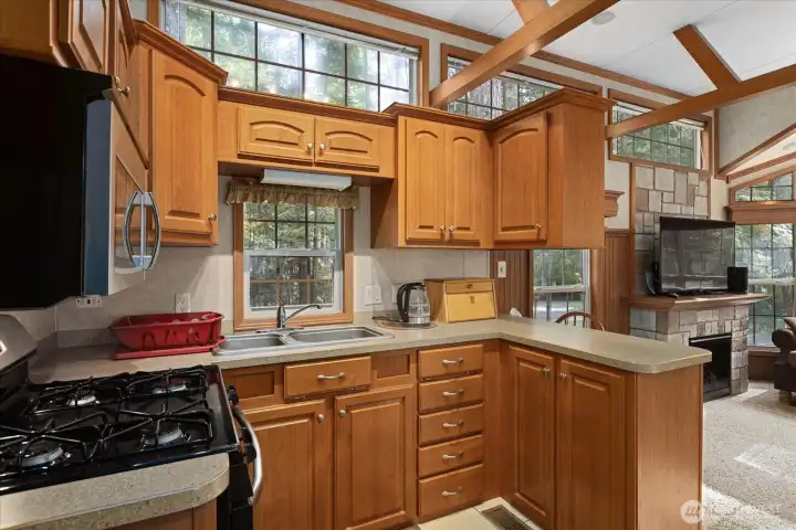 Kitchen with dining space.