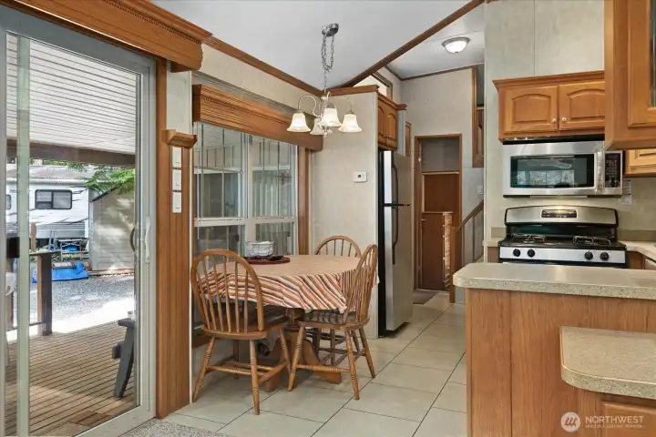 Covered deck just off the kitchen and living areas.