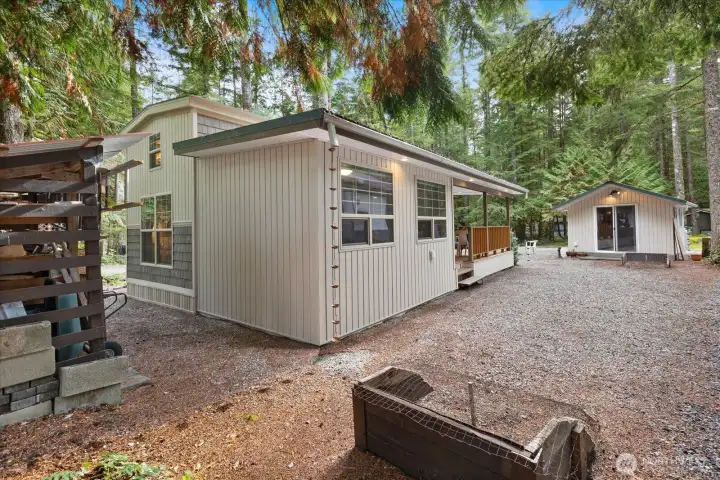 Horseshoe pits on your lot. Woodshed. Add a room is finished with matching siding that matches the park model.