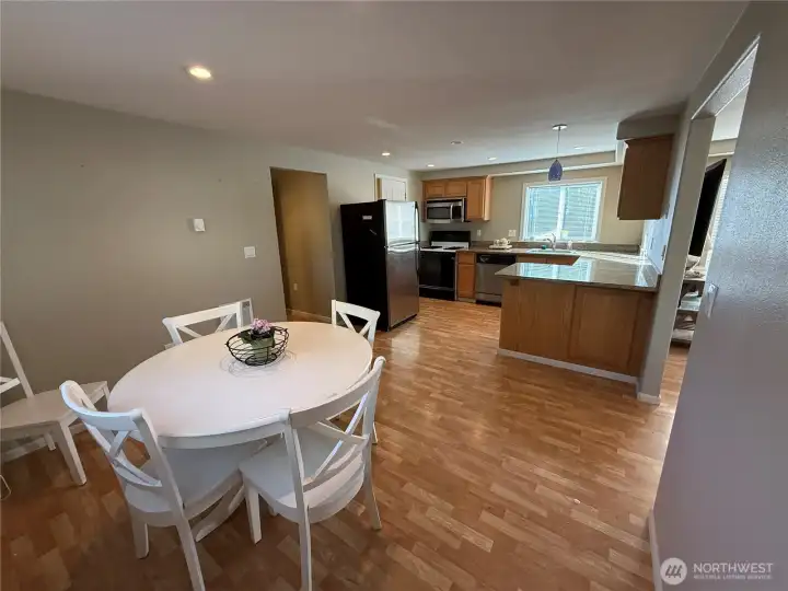 All of the kitchen appliances remain with the home.  Granite countertops are a nice interior touch.