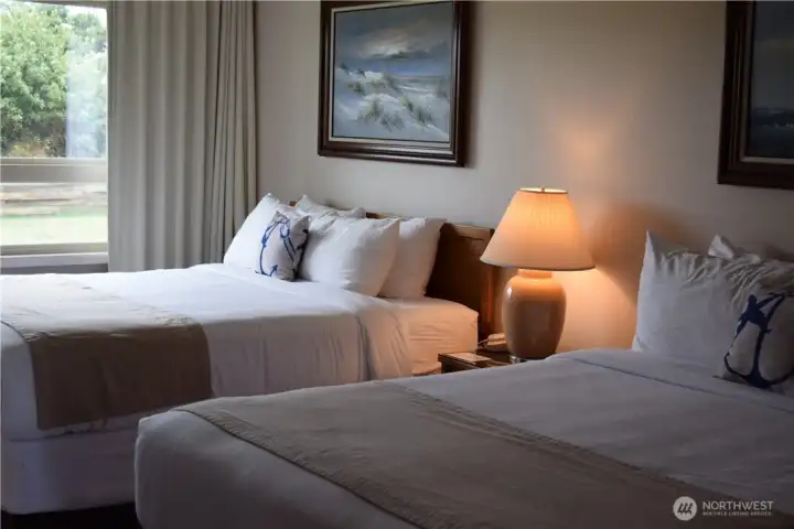 Bedroom has two queen beds with plenty of room.