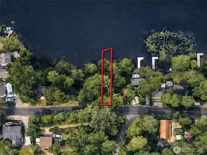 Overhead view with approximate boundaries in red.