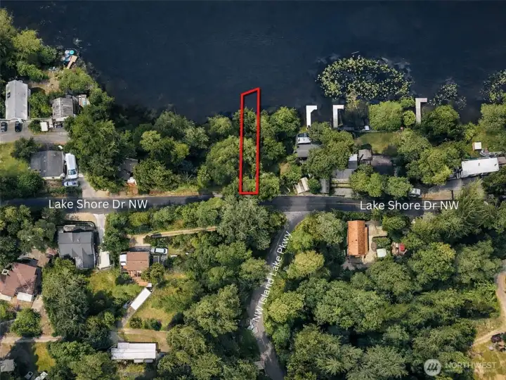 Overhead view with approximate boundaries in red.