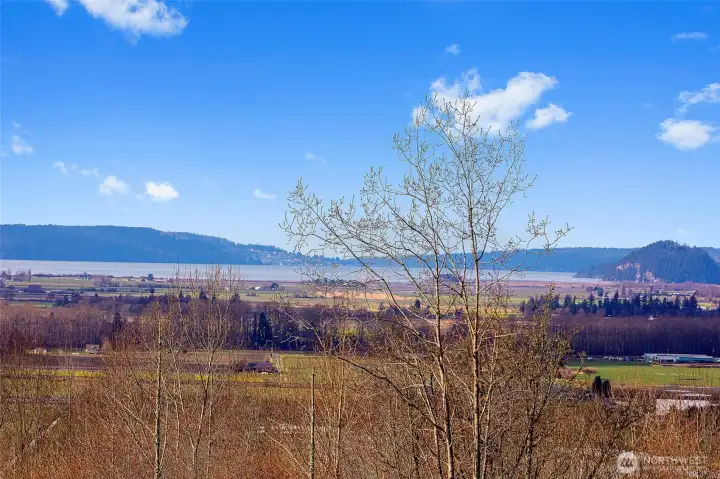 This is the view from the top of the hill looking west.  The lot does not have a Saltwater View.  It has a partial Lake View.