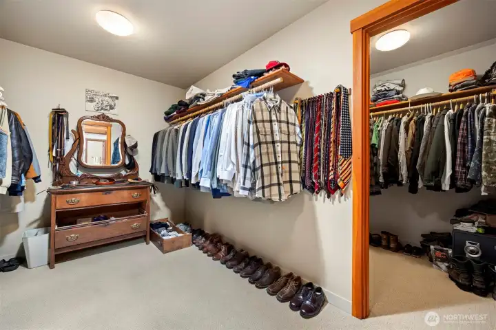 This is the larger of the two walk-in closets.