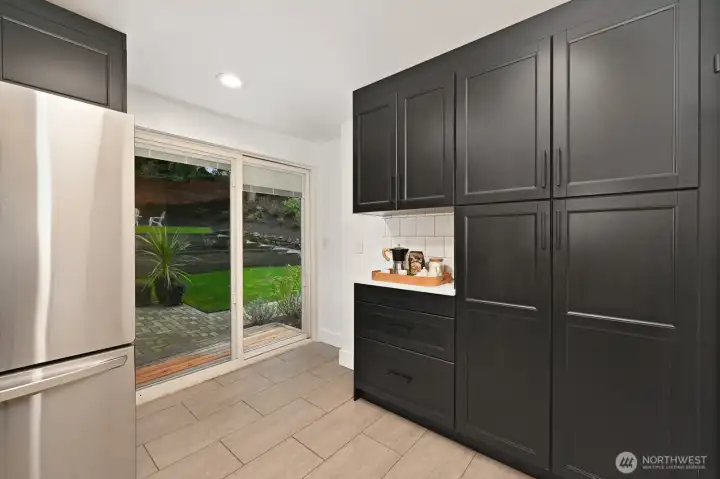 Coffee bar and slider to backyard