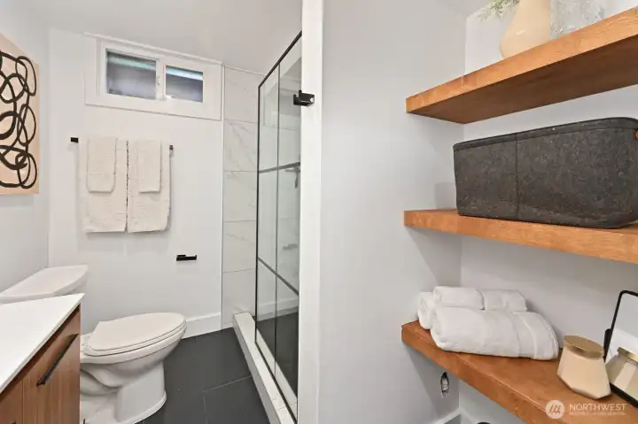 Downstairs bathroom linen closet