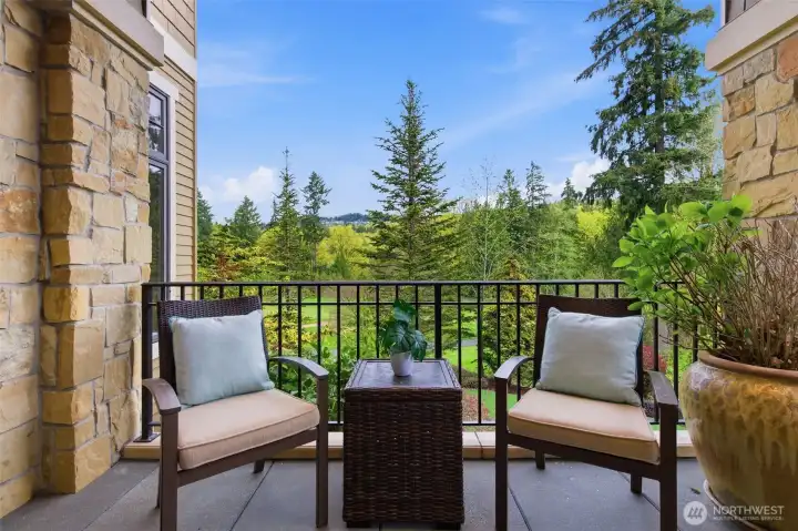 From the office you have commanding views of the golf course with a private balcony that's set back from the rest of the house, giving complete privacy and a wonderful spot to relax, read or ruminate your ideas.