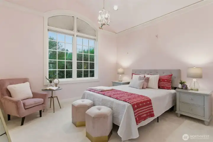 Photography doesn't do justice to the hand painted artistry of this home. Hand painted for the daughter of the original owner, the room features bunnies, birds and Cody the dog