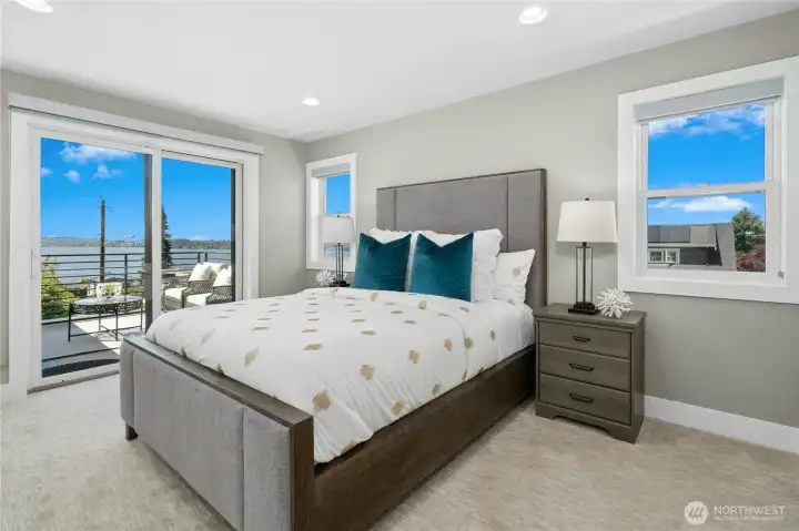 Primary suite; waking up with the view of that gorgeous Lake Washington