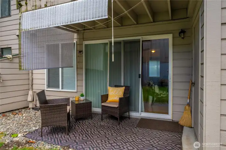 Relax each night overlooking the green space.