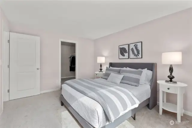 Ample sized primary bedroom with walk-in closet.