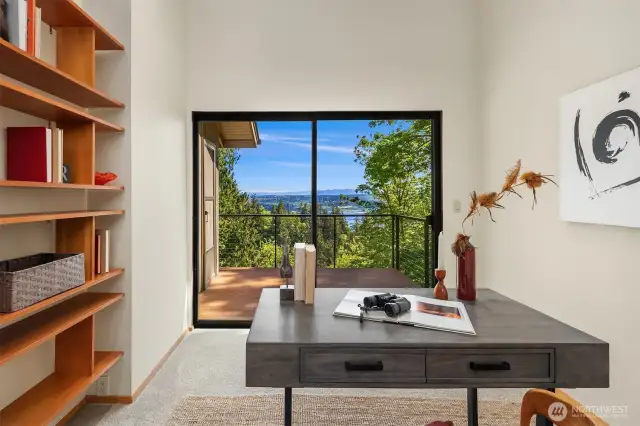 Office/nursery/flex space off the primary with its own view balcony!