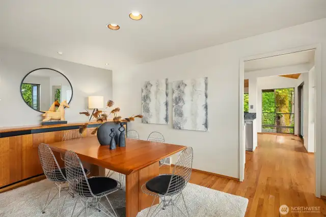 A built-in buffet with pull-out shelving makes the dining room an entertainer's dream.