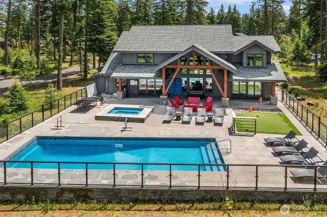 Back view of home during summer