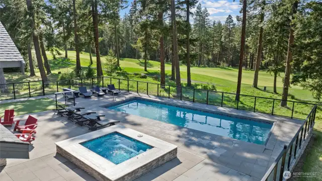 pool, hot tub and golf course