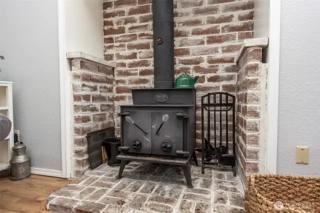Cozy warm wood fireplace