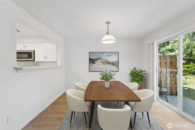 Virtually staged dining area