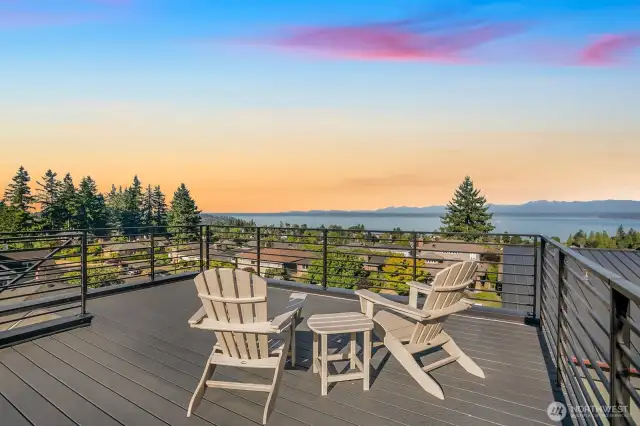 sunset on the rooftop deck