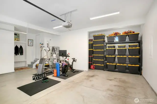 two car garage with storage