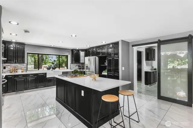 Large kitchen with dining space