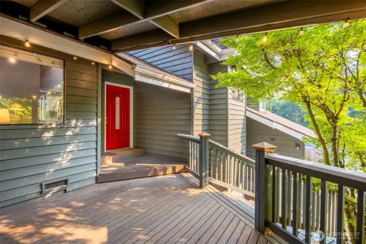 Large covered porch and front door