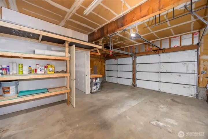 Garage with built office or work area. Could be removed to have a two car garage.